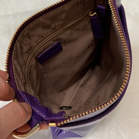 Patent leather Purple Crossbody Purse w/ Gold Hardware Cole Haan EUC - Picture 10 of 16